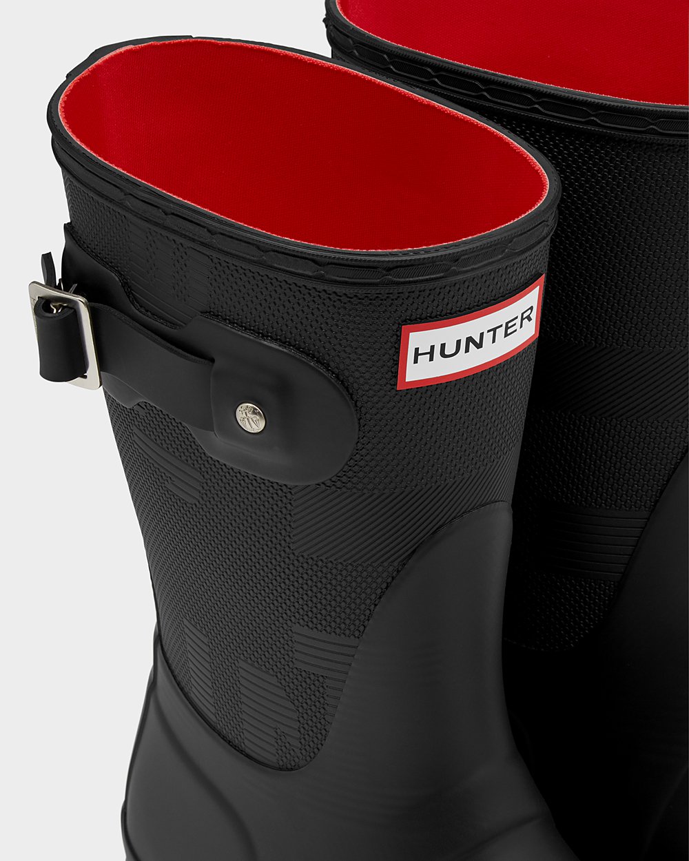 Galochas Curtas Hunter Feminina Pretas - Original Exploded Logo Texture - 32LEBJIZQ